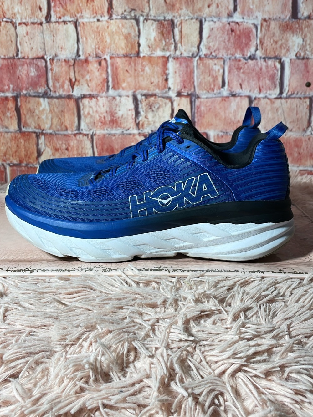 Hoka One one Bondi 6 Royal Blue and White Athletic Sneakers